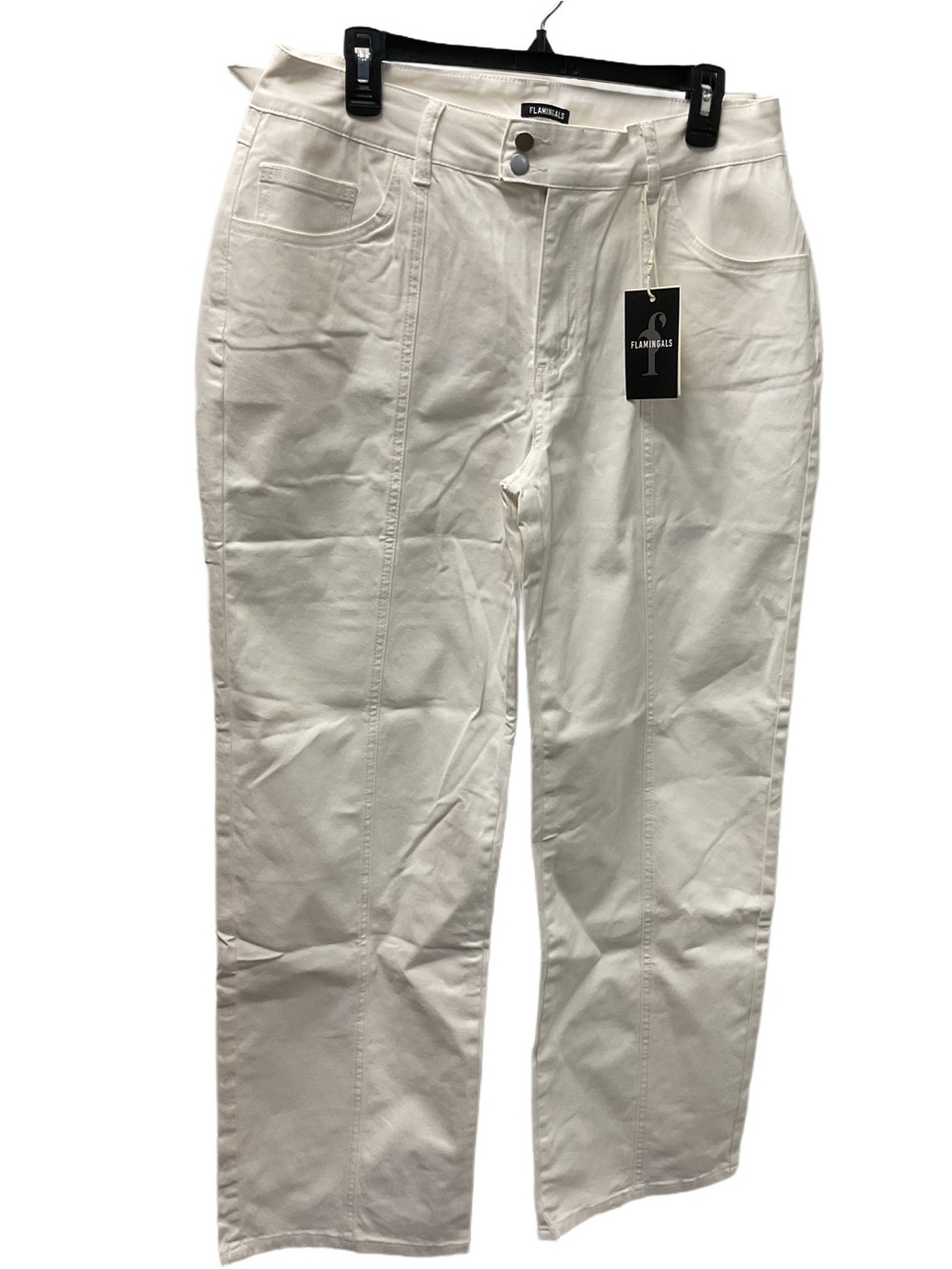 Women’s Flamingals White Straight-Leg Jeans With Seaming Down Legs